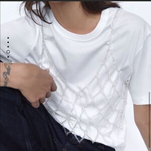 Gorgeous Zara NWT Crystal Top Size M